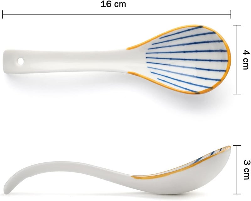 Evannt Soup Spoon Set of 4 Ceramic Chinese Soup Spoons Ramen Spoons for Pho Noodle Cereal Dumpling - Image 2